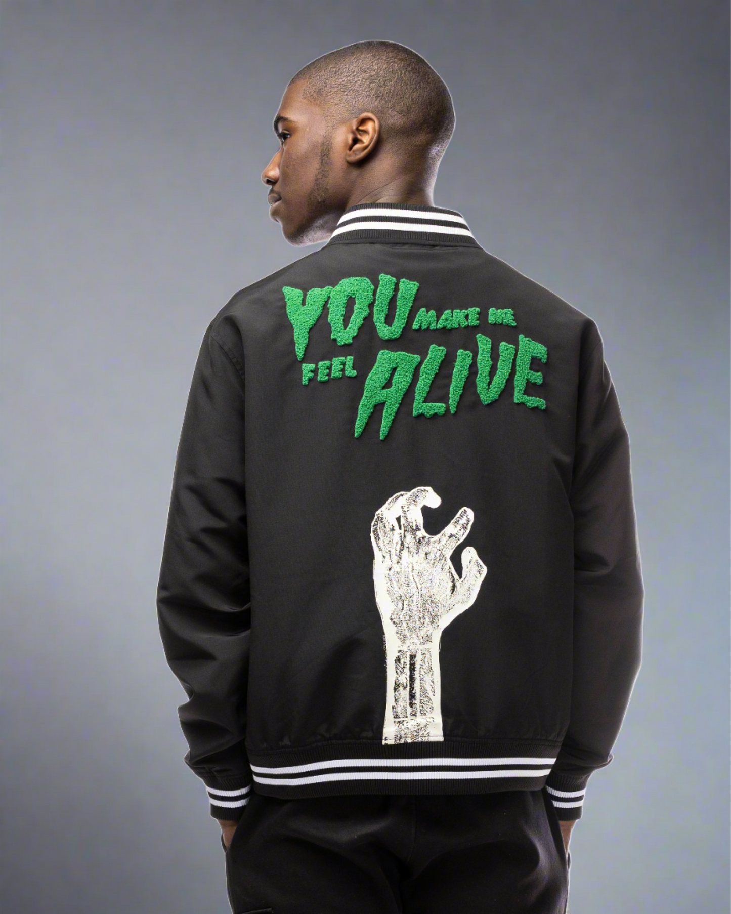 IRON FIST X FRANKENSTEIN ALIVE VARSITY JACKET