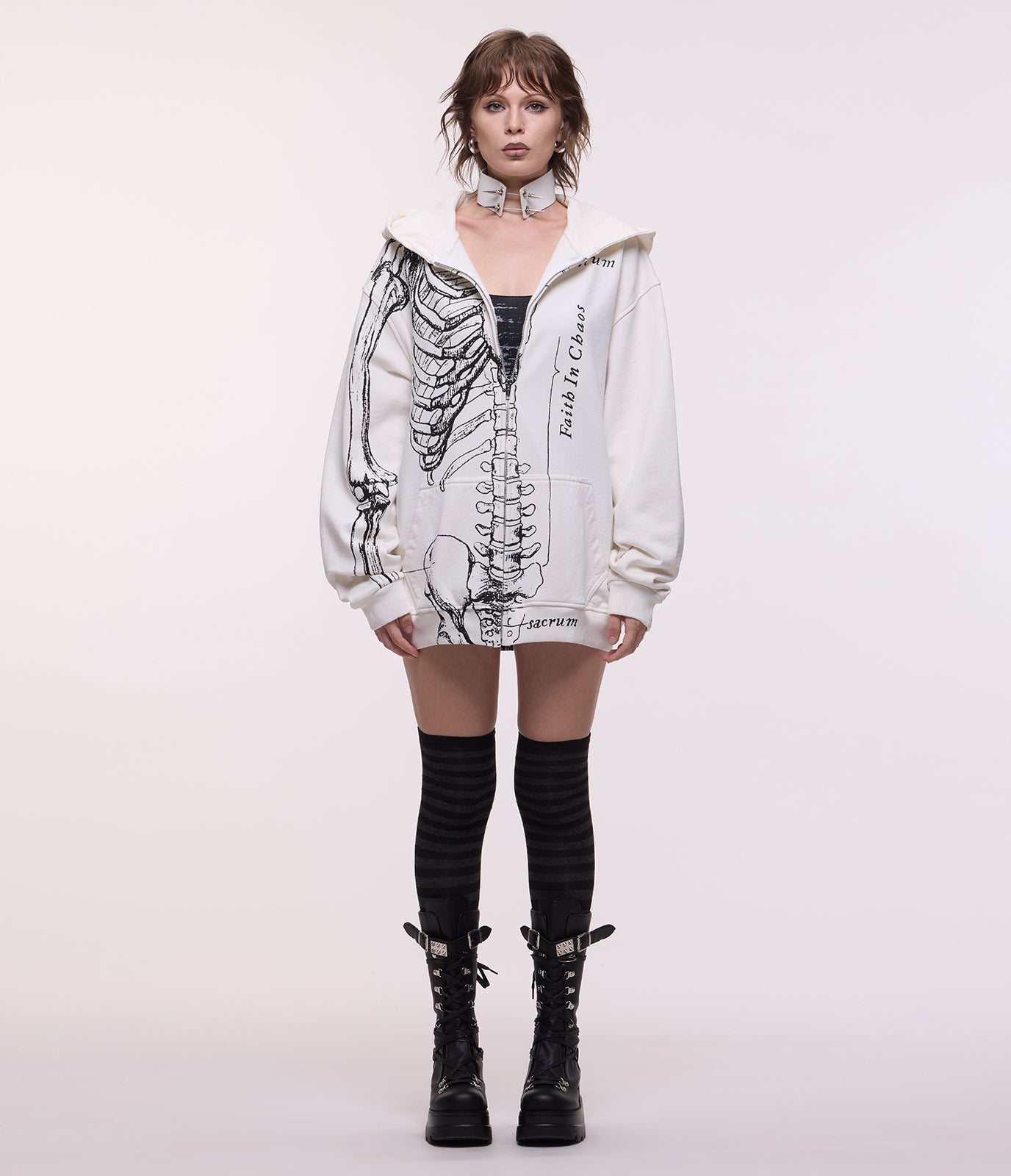 Wishbone Zip Hoodie (White)