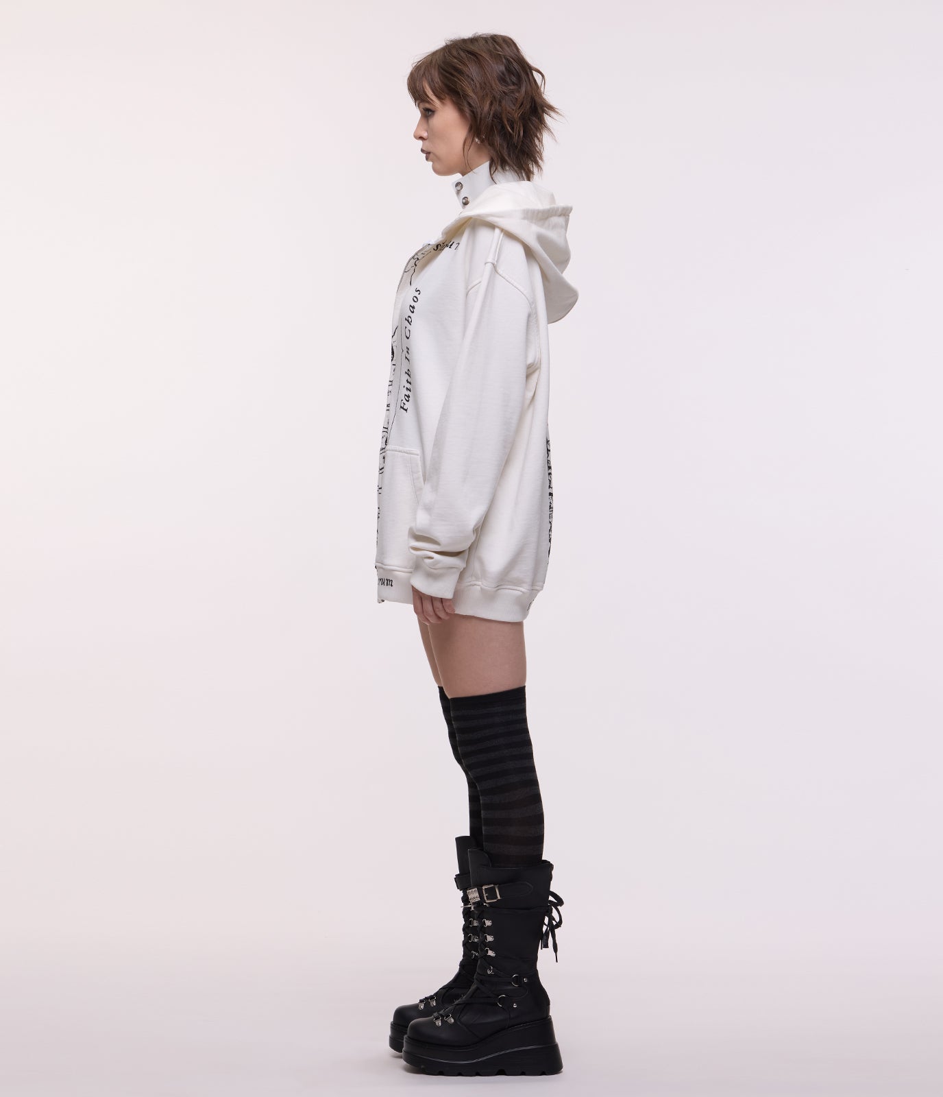 Wishbone Zip Hoodie (White)