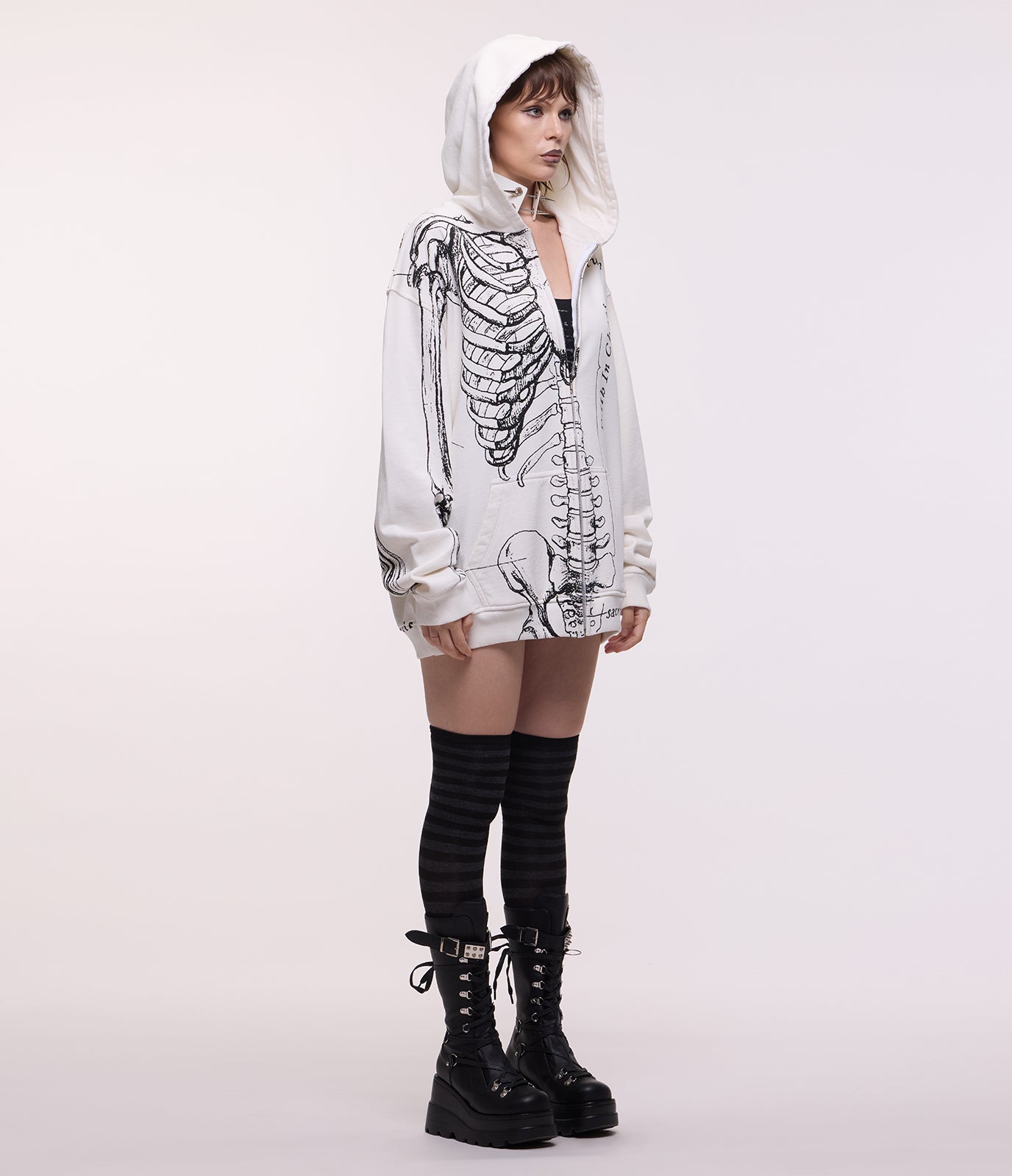 ハ*チ様 invisible ink. bone XS Wishbone Zip Hoodie (White) – Faith In Chaos