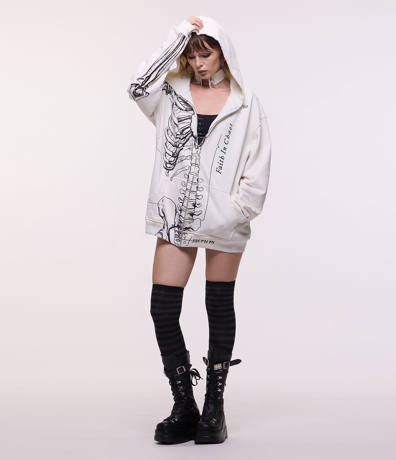 Wishbone Zip Hoodie (White)