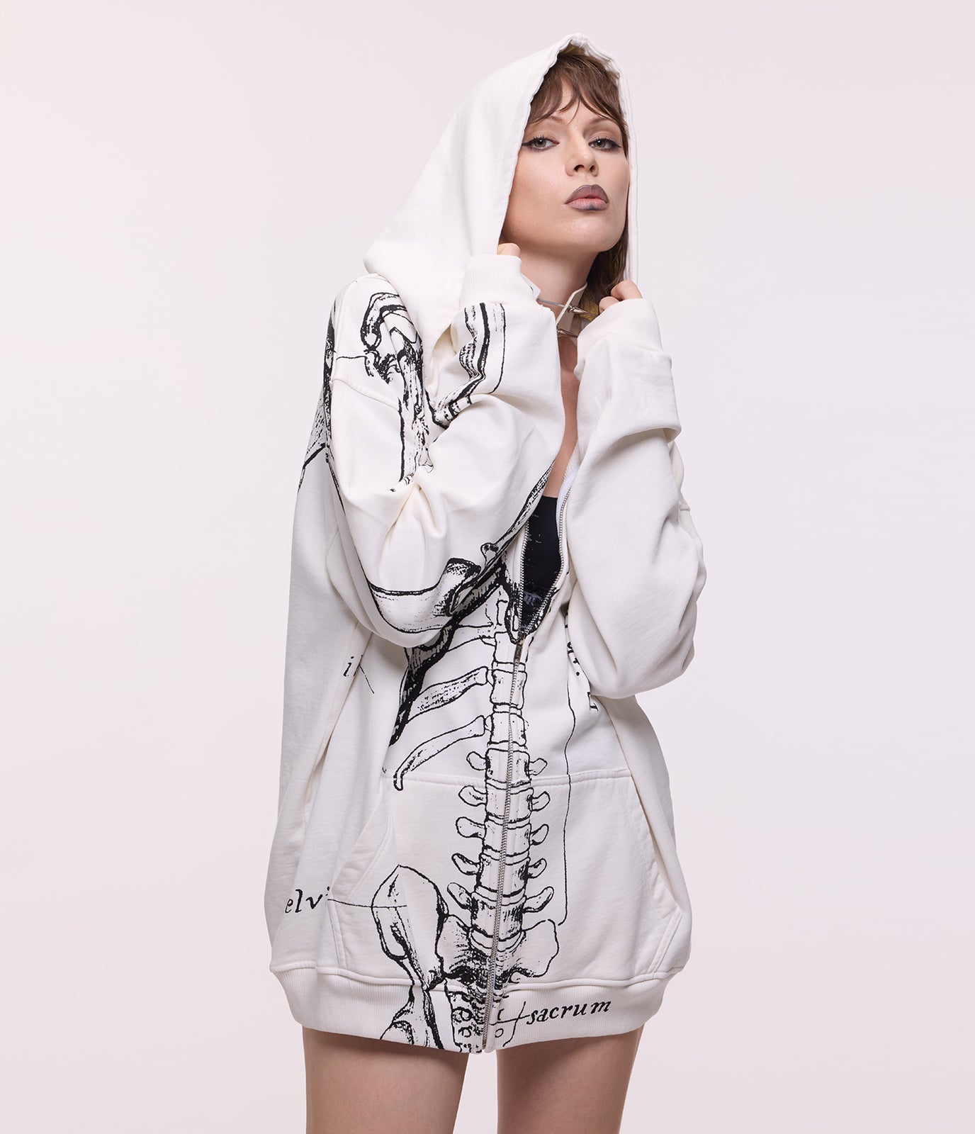 Wishbone Zip Hoodie (White)