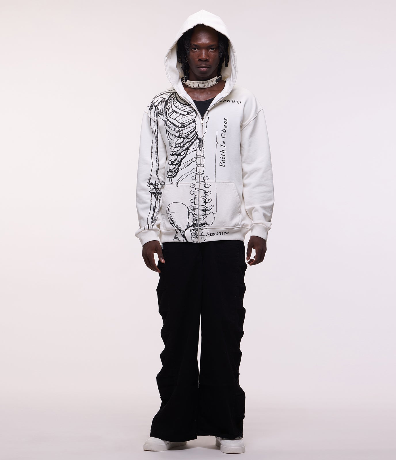 Wishbone Zip Hoodie (White)