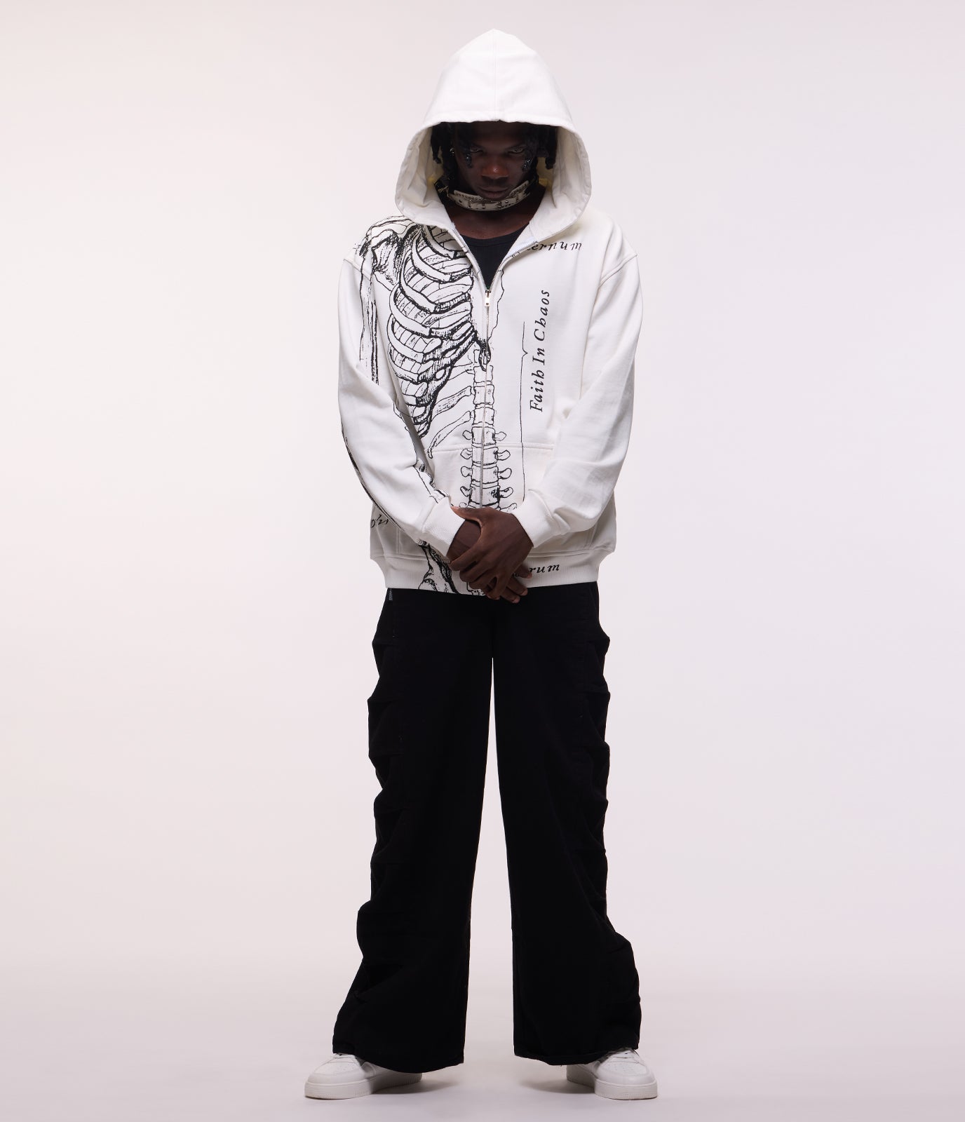 Wishbone Zip Hoodie (White)