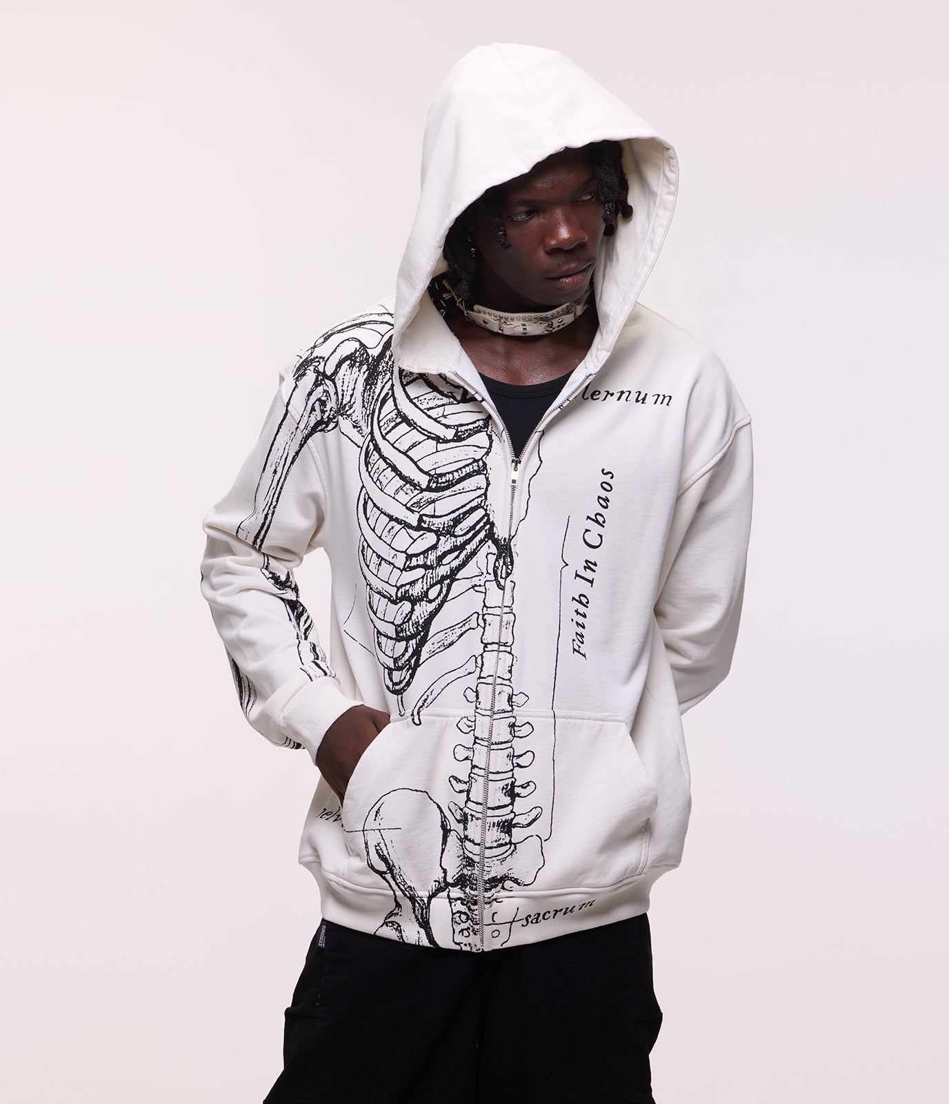 Wishbone Zip Hoodie (White)